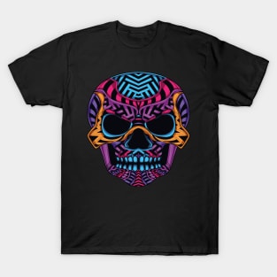 Glow Color Skull Neon Art T-Shirt